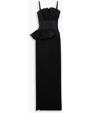 Elie Saab Pleated Taffeta And Crepe Gown - Black