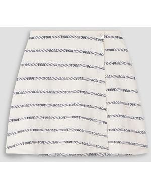 Bode Rec Jacquard-knit Cotton Mini Wrap Skirt - Natural
