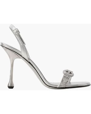 Jimmy Choo Slingback-sandalen "tabatha 95" aus -leder mit kristallverzierung - Weiß