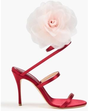 Magda Butrym Floral-appliquéd Satin Sandals - Pink
