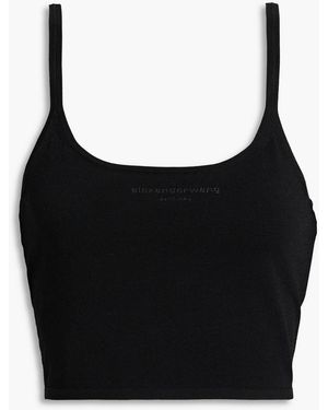 T By Alexander Wang Cropped Stretch-knit Tank - Black