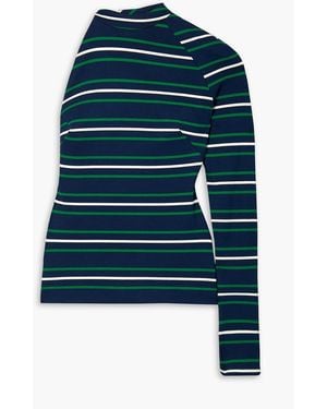 Monse Gestreiftes neckholder-oberteil aus stretch-jersey mit rückenausschnitt und asymmetrischer schulterpartie - Blau