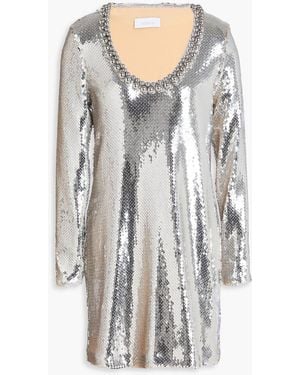 Rabanne Sequined Cupro-blend Jersey Mini Dress - White