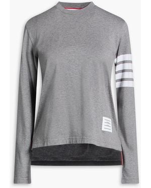 Thom Browne Striped Cotton-Jersey Top - Grey