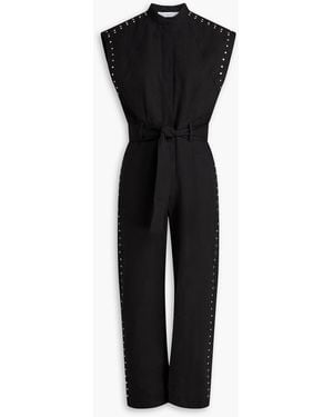 IRO Jumpsuit aus twill aus einer leinen-baumwollmischung mit nieten - Schwarz