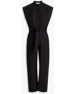 IRO Studded Linen And Cotton-blend Twill Jumpsuit - Black