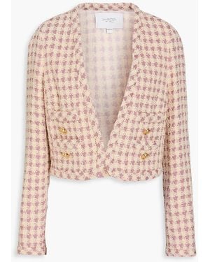 Giambattista Valli Metallic Houndstooth Bouclé-Tweed Jacket - White