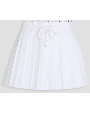 Rabanne Pleated Studded Cotton-Blend Poplin Shorts - White