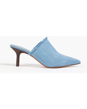 Vince Penelope Frayed Denim Mules - Blue