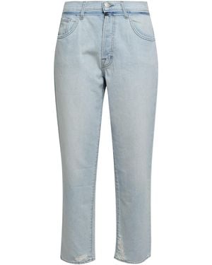 J Brand Cropped Distressed High-rise Straight-leg Jeans - Blue