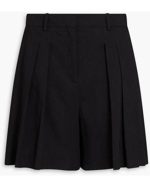 Theory Pleated Linen-blend Shorts - Black
