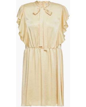 RED Valentino Pussy-bow Ruffled Satin-crepe Mini Dress - Natural