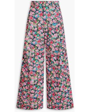 Kika Vargas Olympe Floral-print Twill Wide-leg Trousers - White