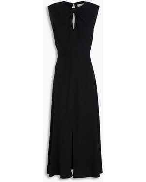 Saloni Marla Bow-Detailed Cutout Satin-Crepe Midi Dress - Black