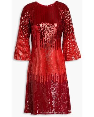 Raishma Dégradé Cutout Sequined Tulle Dress - Red