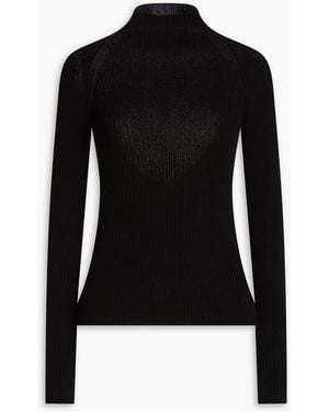 A.W.A.K.E. MODE Open-knit Ribbed-knit Turtleneck Sweater - Black