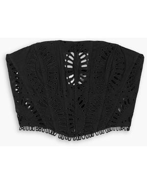 Charo Ruiz Sting Strapless Broderie Anglaise Cotton-blend Bustier Top - Black