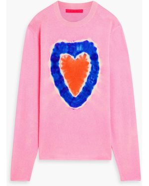 The Elder Statesman Heart Dye Intarsia Cashmere Sweater - Pink