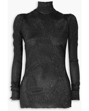 Petar Petrov Treasure Metallic Silk-blend Turtleneck Top - Black