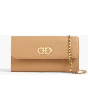 Ferragamo Gancini Textured-leather Clutch - Natural