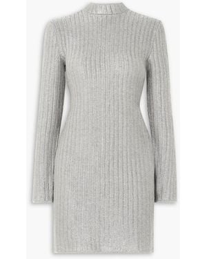 Tom Ford Ribbed Cotton-blend Mini Dress - Gray