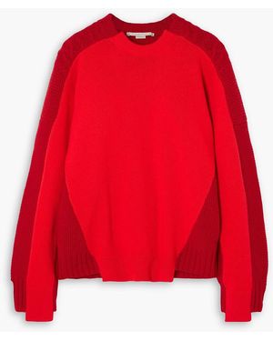Stella McCartney Oversized Two-Tone Panelled Wool Jumper - Red