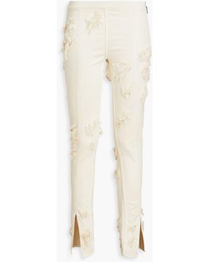 Rick Owens Distressed Cotton-blend Twill Skinny Trousers - Natural