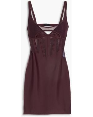 Mugler Stretch-Jersey And Tulle Mini Dress - Purple