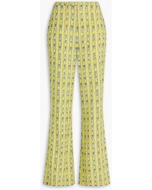 Saloni Printed Silk Crepe De Chine Flared Trousers - Yellow