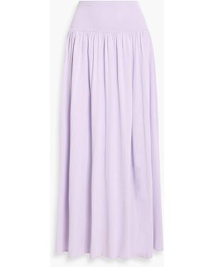 Zimmermann Gathered Stretch-Knit Maxi Skirt - Purple
