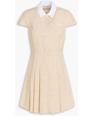 Claudie Pierlot Pleated Woven Mini Shirt Dress - Natural