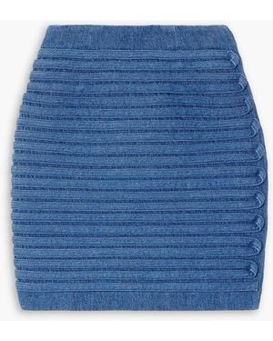 Versace Appliquéd Denim Mini Skirt - Blue
