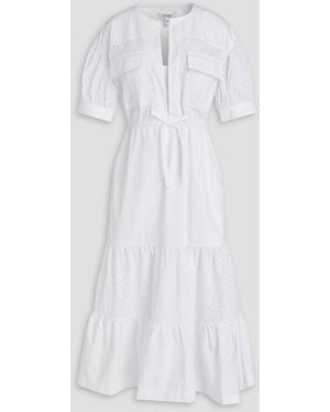 10 Crosby Derek Lam Tiered Broderie Anglaise Cotton Midi Dress - White