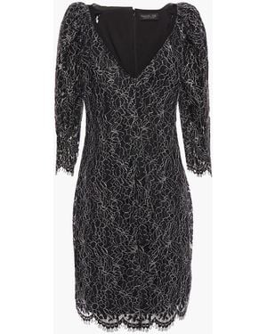 Rachel Zoe Anya Chiffon-trimmed Metallic Corded Lace Mini Dress Größe 8 - Black