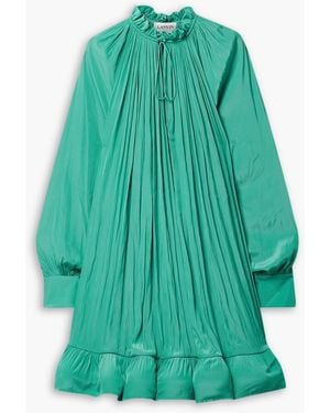 Lanvin Ruffled Charmeuse Mini Dress - Green