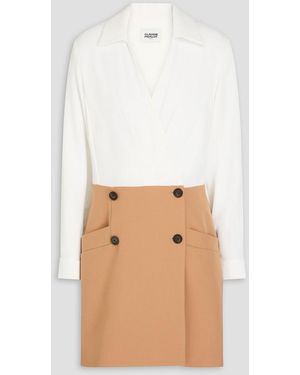 Claudie Pierlot Crepe And Twill Mini Wrap Dress - Natural