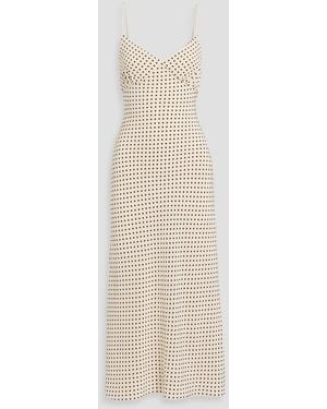 Matteau Polka-Dot Silk Crepe De Chine Midi Slip Dress - White