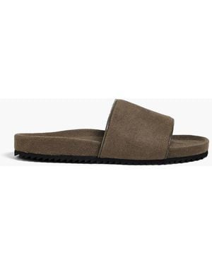 Frescobol Carioca Renato Linen-Canvas Slides - Green