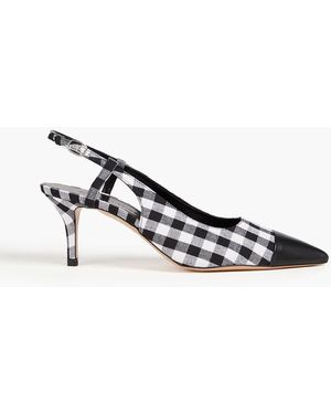 Claudie Pierlot Leather-trimmed Gingham Cotton Slingback Court Shoes - Black