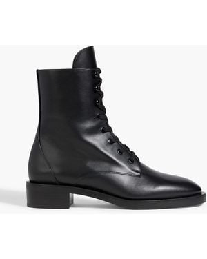 Stuart Weitzman Sondra Leather Combat Boots - Black