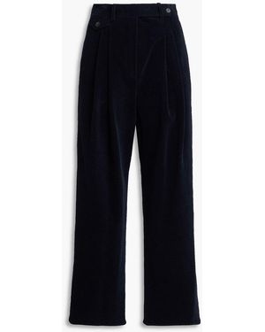 LE17SEPTEMBRE Pleated Cotton-Blend Corduroy Straight-Leg Trousers - Blue