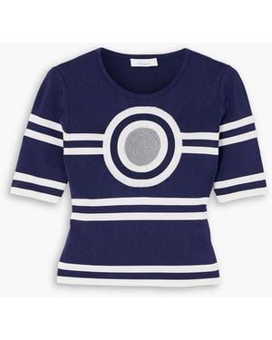 Rabanne Lurex-Trimmed Striped Ribbed-Knit Top - Blue