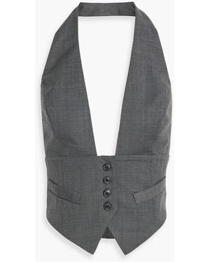 Ronny Kobo Alesis Wool-Blend Twill Halterneck Vest - Gray