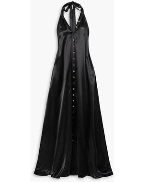 Christopher John Rogers Satin Halterneck Maxi Dress - Black