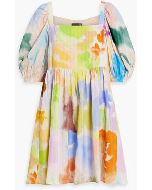 Stine Goya Ana Printed Linen-Blend Seersucker Mini Dress - White