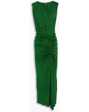 Costarellos Ruched Cutout Jersey Midi Dress - Green