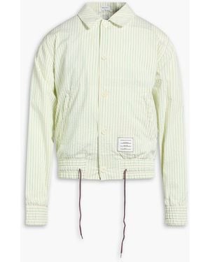 Thom Browne Striped Cotton-Seersucker Overshirt - White