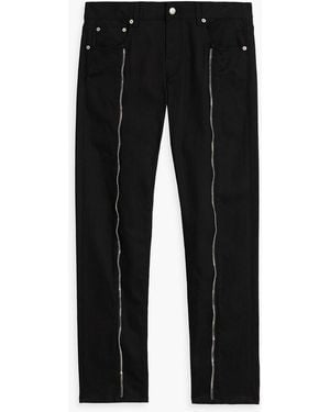 McQueen Slim-Fit Zip-Detailed Denim Jeans - Black