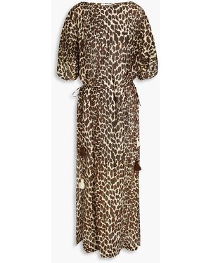 Tory Burch Leopard-print Cotton And Silk Voile Kaftan - Multicolour