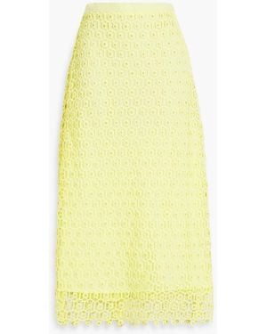 Jonathan Simkhai Karolina Eyelet-Embellished Lace Midi Skirt - Yellow